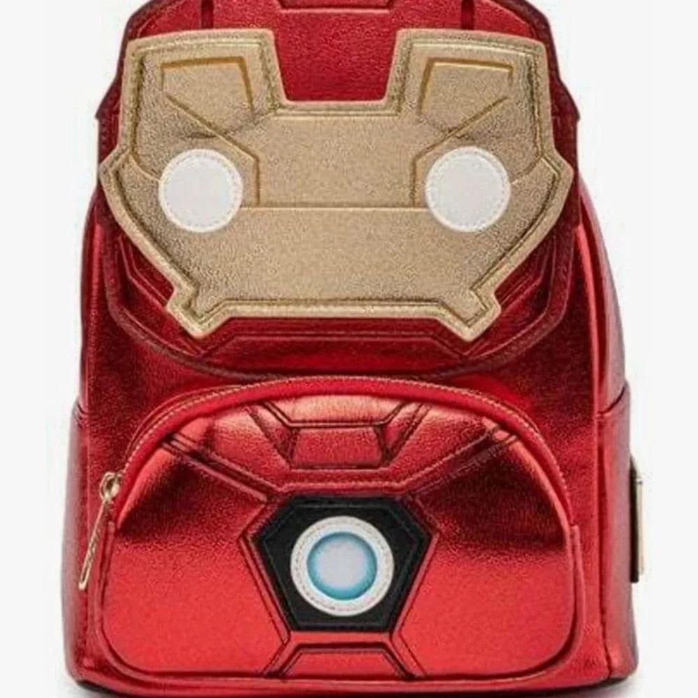 Loungefly x Marvel Pop! Iron Man Light Up‎ Mini Backpack Metallic Leather